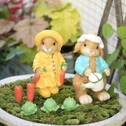 创意卡通装饰摆件兔子微景观院子可爱萌小兔子花盆盆栽造景布置