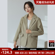 小个子绿色西装外套女2023年春秋装韩版休闲气质短款西服上衣