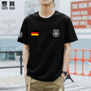 德国队服足球迷服国家队球衣服纯棉，短袖t恤衫男女，半袖宽松圆领夏