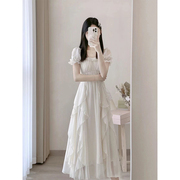 法式白色高级感仙女，连衣裙女夏季2023超仙公主裙温柔风长裙子