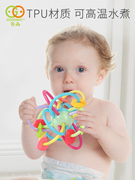 谷雨曼哈顿球牙胶摇铃玩具婴幼儿0-1-3-6-8个月岁婴儿宝宝手抓球
