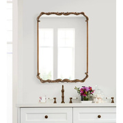 复古壁挂式浴室镜梳妆洗漱镜法式壁炉雕花墙面装饰镜欧式卫生间镜