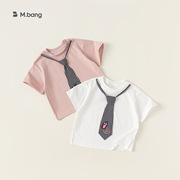 韩版童装儿童t恤男童，时髦领带短袖，夏季宝宝体恤衫xy42034
