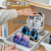 拖鞋收纳简约简易家用3鞋位鞋架塑料，日式鞋子简约鞋柜收纳盒立式