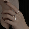 日韩S925银星星月亮链条戒指女潮人个性网红几何流苏食指指环饰品