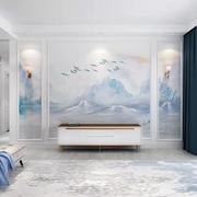 新中式客厅电视背景墙壁纸3d抽象山水壁画卧室床头装潢防水无缝布