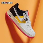 越墙NIKE空军一号AIR FORCE1低帮粉黑拼接休闲运动男鞋AT2583-100