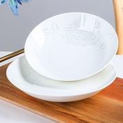 6个装纯白骨瓷盘子菜盘家用陶瓷，深盘子创意饭盘汤盘圆形碟子套装