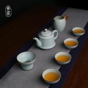 汝窑茶具套装家用景德镇汝瓷功夫，茶整套茶具，冰裂釉简约青瓷礼盒装