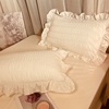 纯白褶皱花边荷叶边枕套一对装简约纯色公主风单双人枕头套一对装
