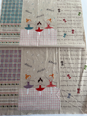 孤品私藏/整码日本订单定位棉麻布料 芭蕾舞女孩手工布包面料