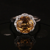 天然黄晶s925纯银，镀白金戒指女时尚气质彩宝黄水晶，指环开口