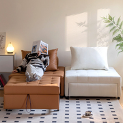 日式沙发床奶油风，小户型客厅泡芙布艺沙发，折叠多功能休闲单人沙发