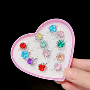 儿童戒指女童宝石珍珠首饰盒宝宝塑料镶钻指环玩具小女孩水晶饰品