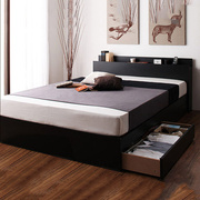 日式高箱储物双人床现代简约多功能，板式收纳床定制艾莉之屋