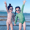 女童速干长袖泳衣夏季韩国童装，小女孩宝宝洋气碎花连体游泳装