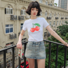CloudSeason T恤百搭印花樱桃元素彩钻短袖2023夏季授权