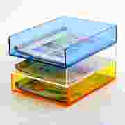 透明亚克力文件架分层资料文件盒办公桌面收纳A4单层彩色文件盘