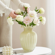 轻奢中古芬顿奶油玻璃花瓶，客厅创意插花水养，鲜花玫瑰百合装饰摆件