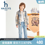 hazzys哈吉斯童装男童衬衫2024春季中大童学院风格子棉质上衣