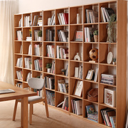 实木书架书柜全橡木超薄置物架办公室整墙储物柜客厅原木柜子定制