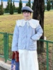 蓝色韩系短款棉衣高级感棉服秋冬季小香棒球服厚外套小个子