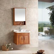 法蒽莎简欧中式橡木浴室柜，组合卫生间陶瓷洗手盆洗脸池实木卫浴柜