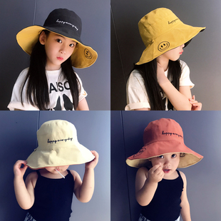 夏季儿童渔夫帽大檐遮阳帽，防晒盆帽子太阳帽，女童亲子母女大童秋天