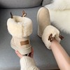 雪地靴女2021冬季加绒加厚保暖棉靴可爱麋鹿角，皮毛一体短靴女