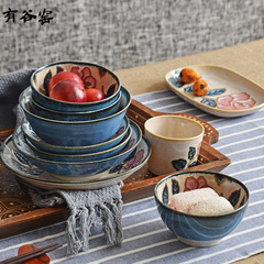 有谷窑日本进口陶瓷椿饭盘碗盘