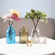 日式杂货小口玻璃瓶花瓶简约桌面装饰欧式摆件花瓶波点插花瓶