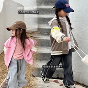 韩版儿童2023秋装宝宝复古外套男女童时尚洋气棒球服开衫宽松