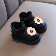 婴儿棉鞋冬季1一2岁软底学步鞋女童雪地靴，2021加绒加厚女宝宝短靴