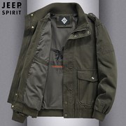 jeep吉普纯棉春秋款男士，夹克多口袋大码中年美式复古工装军旅外套