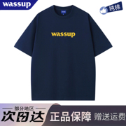 WASSUP字母短袖T恤男女夏季美式潮牌重磅纯棉宽松情侣上衣