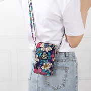 时尚印花斜挎包花朵手机包二层大容量单肩竖款钱包手腕包妈妈小包