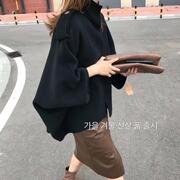 斗篷毛呢大衣女短款2023秋冬季流行韩版宽松气质炸街呢子外套