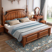 美式实木床1.8米桃花芯木双人床主卧简约现代1.5m美式公主床婚床