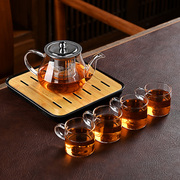 玻璃茶具套装功夫茶杯透明家用简约办公室耐高温红茶喝茶泡茶壶