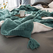 北欧针织毛线编织毛毯被子春秋珊瑚绒小午睡休沙发毯子盖腿毯单人