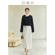 shibai拾白新中式黑色羊毛，外套女复古气质盘扣，双面呢德绒短款上衣