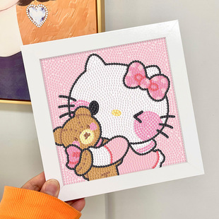 hellokitty钻石画满钻新款自己粘点钻手工diy儿童益智玩具三丽鸥