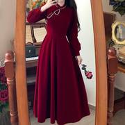新中式旗袍敬酒服新娘秋冬大码高级感红色，礼服回门订婚丝绒连衣裙