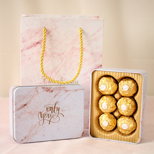 结婚成品喜糖礼盒可装烟，大号铁盒巧克力，马口铁盒伴手礼喜糖盒子