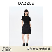 DAZZLE地素奥莱春夏装黑色假两件针织拼接短袖连衣裙短裙女