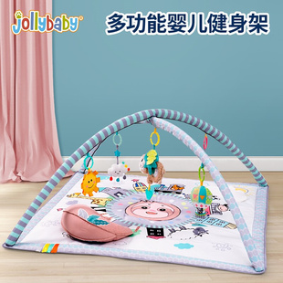 jollybaby婴儿健身架新生儿礼物，宝宝躺着玩具，0-3-6个月音乐游戏毯