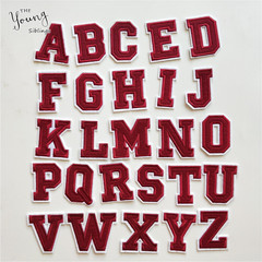 26红色字母补丁英文布贴熨烫手缝装饰羽绒服DIY手工刺绣贴配件