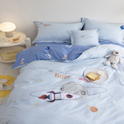 蓝色纯棉地中海床上四件套卡通，三件套床单被套儿童上下床男孩床品