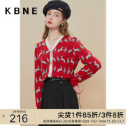 红色毛衣女针织开衫kbne2023年秋冬季设计感小众长袖V领毛衫