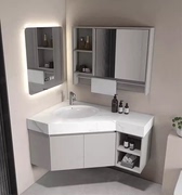三角洗手盆定制转角拐角实木简约现代智能卫生间小户型浴室柜组合